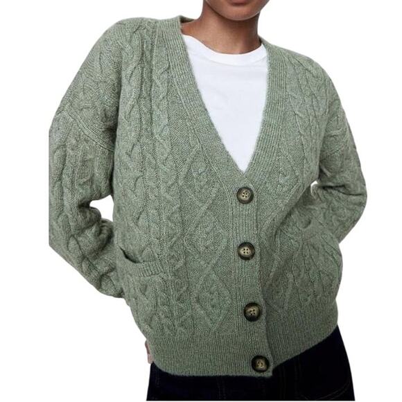 Zara Sweaters - ZARA Women's Cable Knit Cardigan Size M